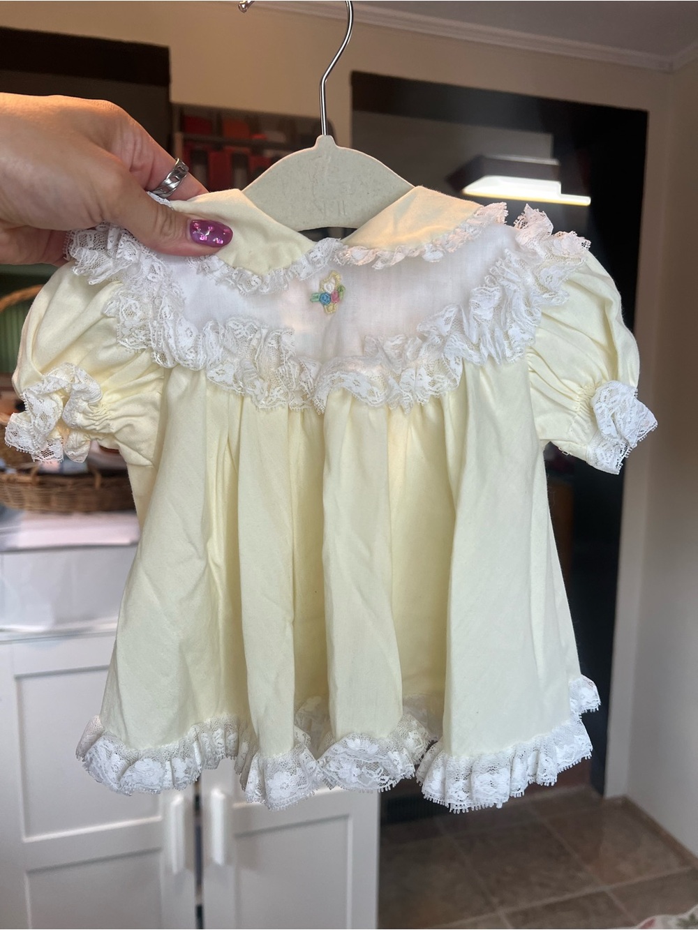 Vintage BRYAN 3-6month yellow lace dress